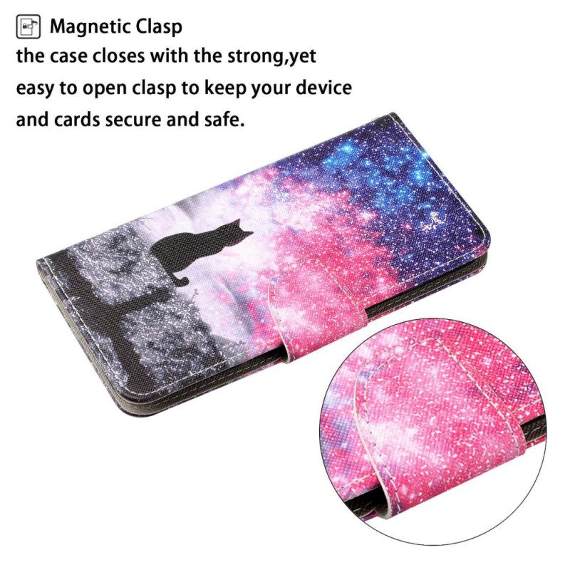 Kotelot Poco X4 Pro 5G Suojaketju Kuori Cat In The Night At Lanyard