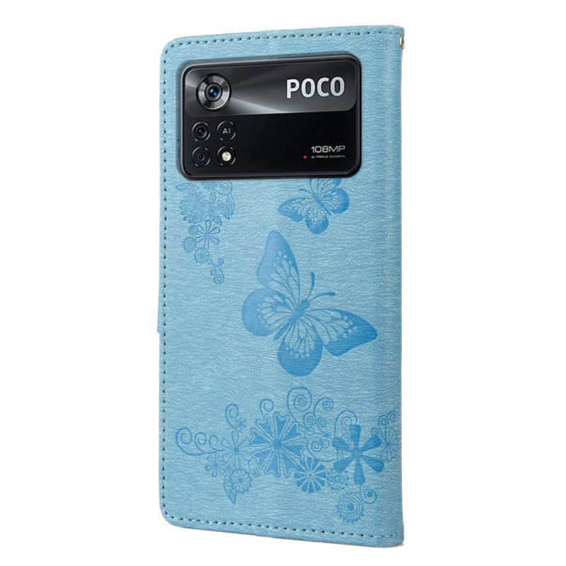 Kotelot Poco X4 Pro 5G Suojaketju Kuori Kauniita Perhosia Hihnassa