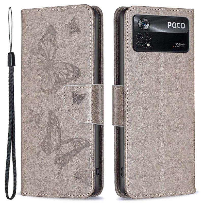 Kotelot Poco X4 Pro 5G Suojaketju Kuori Tulosta Perhosia Kaulanauhalla