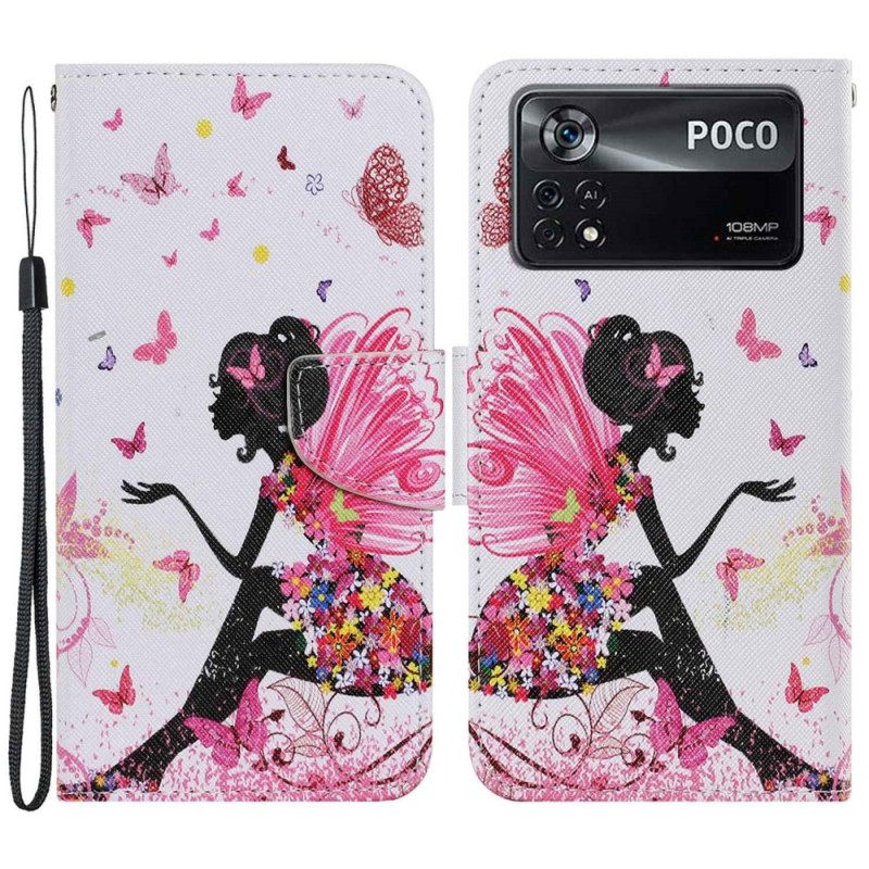 Nahkakotelo Poco X4 Pro 5G Suojaketju Kuori Fairy Hihnassa