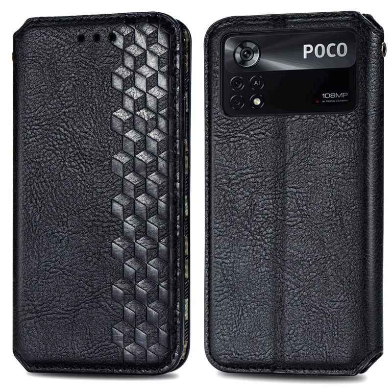 Puhelinkuoret Poco X4 Pro 5G Kotelot Flip 3d-kuutiot