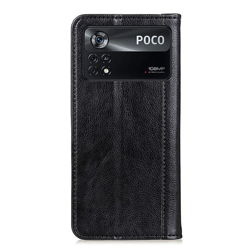 Puhelinkuoret Poco X4 Pro 5G Kotelot Flip Haljasnahka