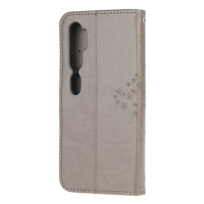 Kotelot Xiaomi Mi Note 10 / 10 Pro Suojaketju Kuori Tree Ja Pöllöt Hihnalla