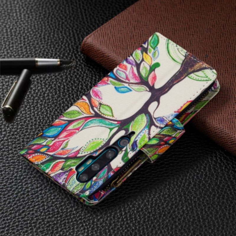 Nahkakotelo Xiaomi Mi Note 10 / 10 Pro Vetoketjullinen Puutasku