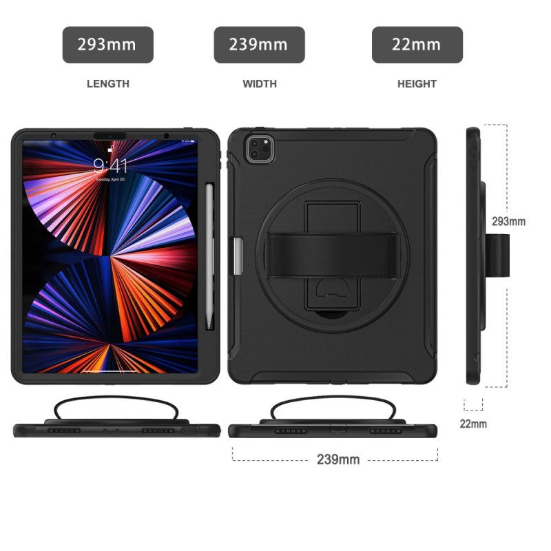 Kuori iPad Pro 12.9" (2021) (2020) (2018) Heavy Duty Hihnalla Ja Jalustalla