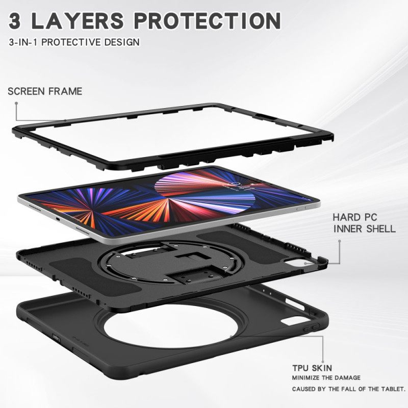 Kuori iPad Pro 12.9" (2021) (2020) (2018) Heavy Duty Hihnalla Ja Jalustalla