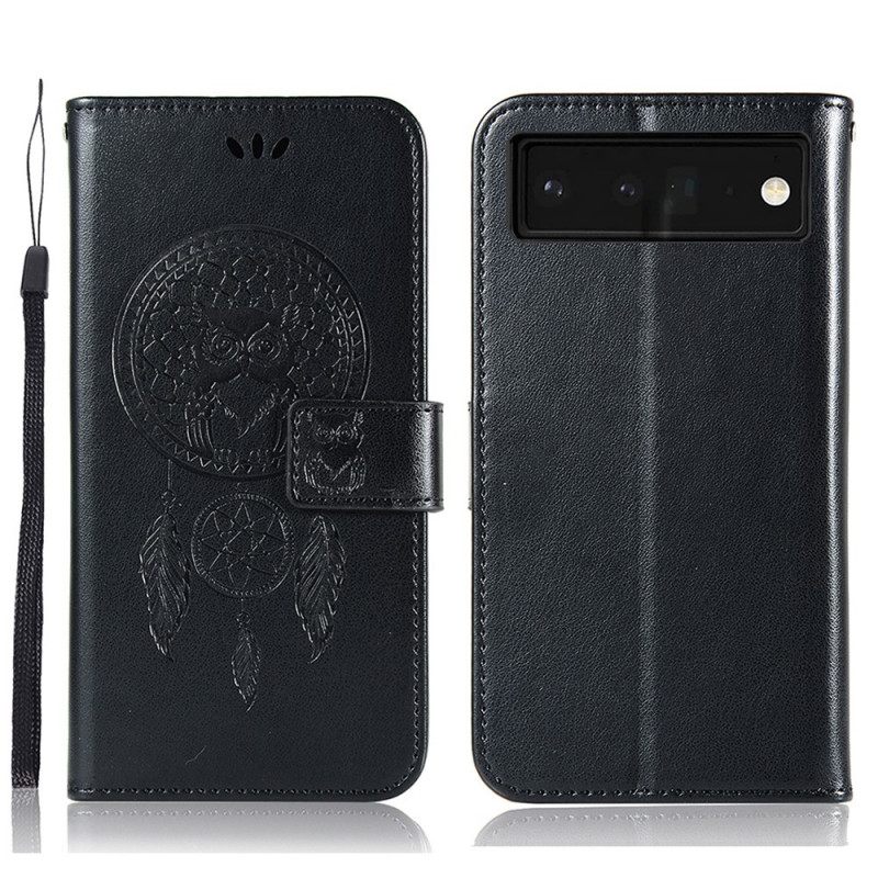 Kotelot Google Pixel 6 Nahkaefekti Dreamcatcher Pöllö