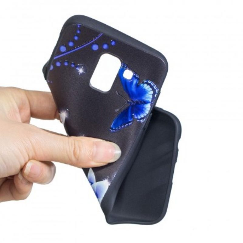 Kuori Samsung Galaxy J6 Butterfly Ja Blue Flowers