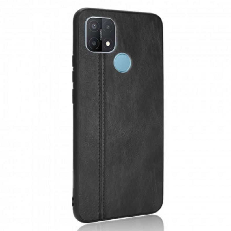Kuori Oppo A15 Couture Nahkaefekti