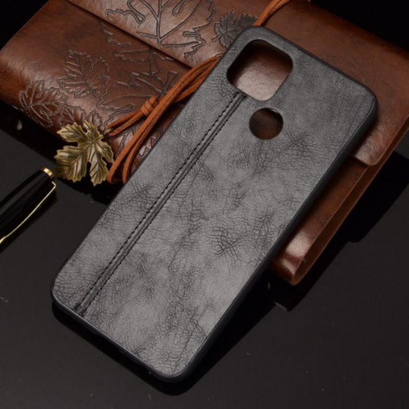 Kuori Oppo A15 Couture Nahkaefekti