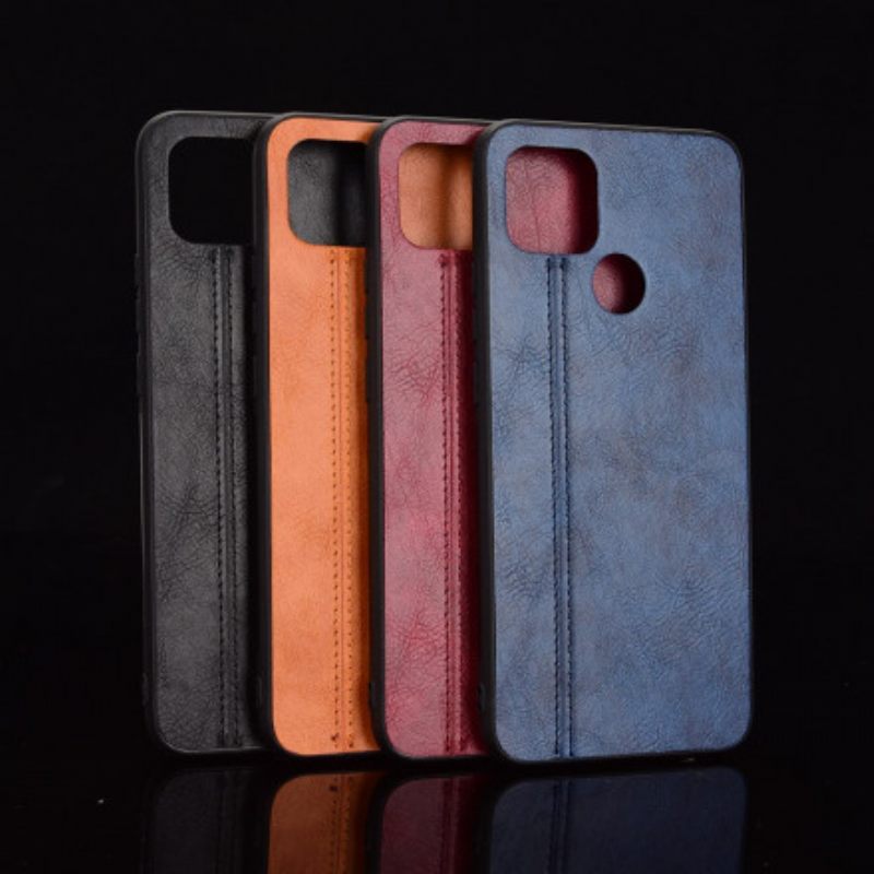 Kuori Oppo A15 Couture Nahkaefekti