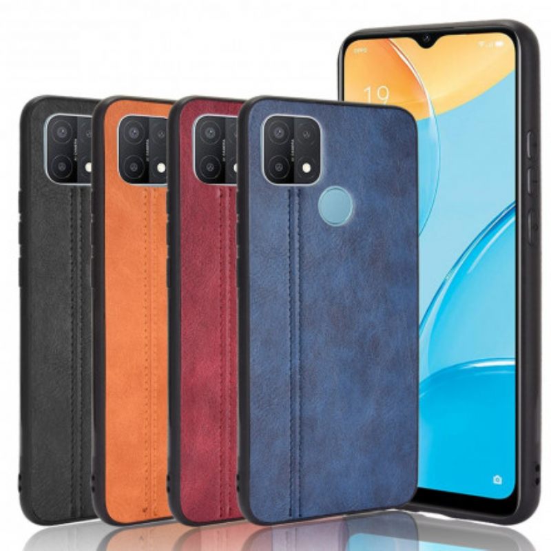 Kuori Oppo A15 Couture Nahkaefekti