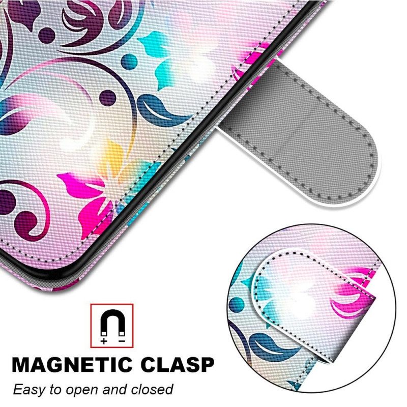 Nahkakotelo Samsung Galaxy M23 5G Graphic Kaulanauhalla