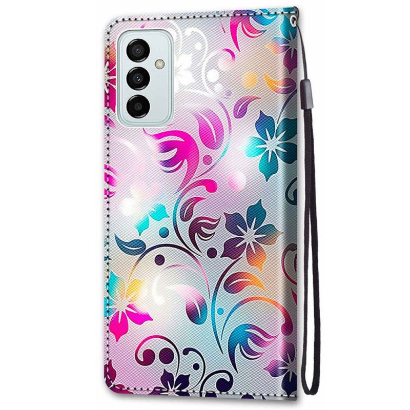 Nahkakotelo Samsung Galaxy M23 5G Graphic Kaulanauhalla
