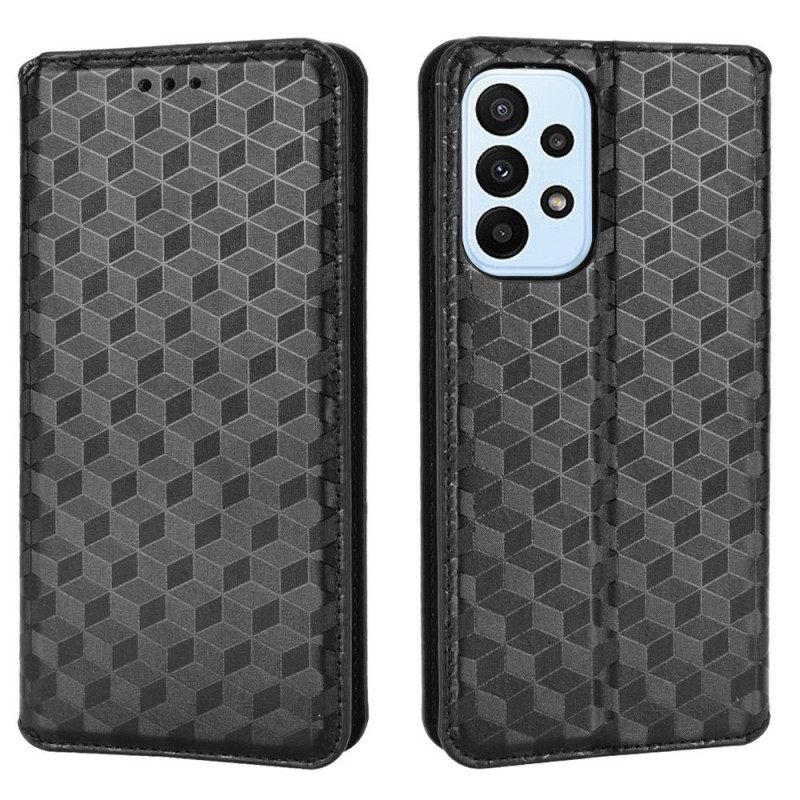 Puhelinkuoret Samsung Galaxy M23 5G Kotelot Flip 3d Cubes Nahkatehoste