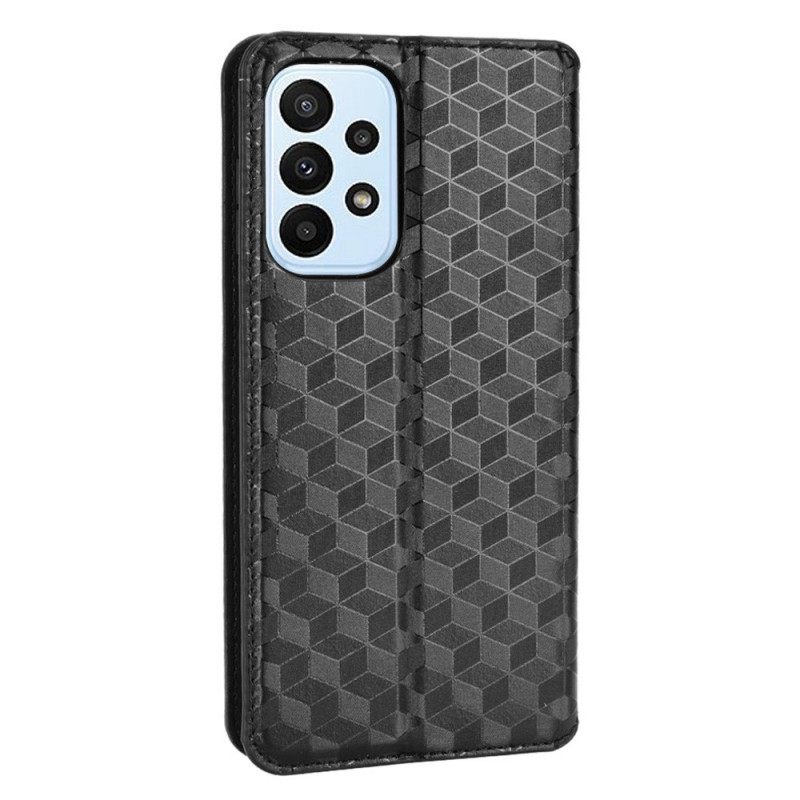 Puhelinkuoret Samsung Galaxy M23 5G Kotelot Flip 3d Cubes Nahkatehoste