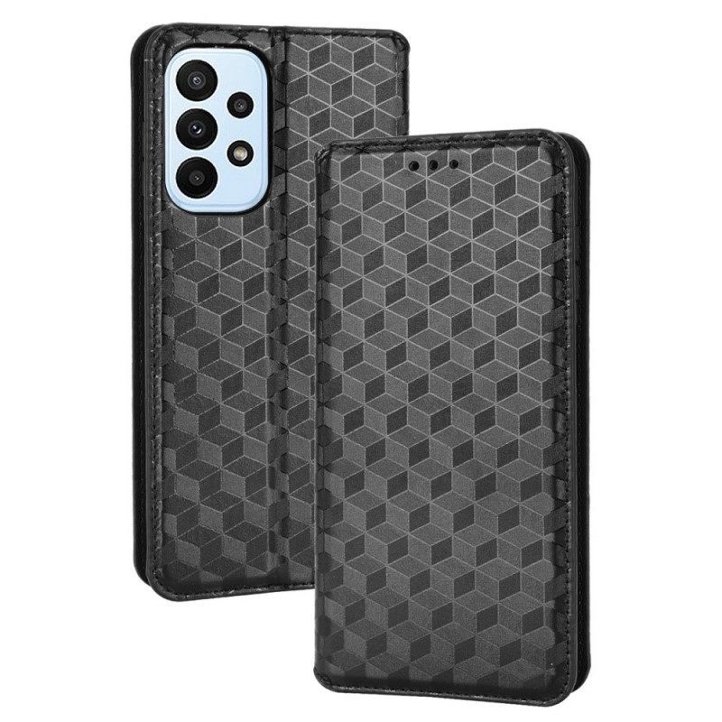Puhelinkuoret Samsung Galaxy M23 5G Kotelot Flip 3d Cubes Nahkatehoste