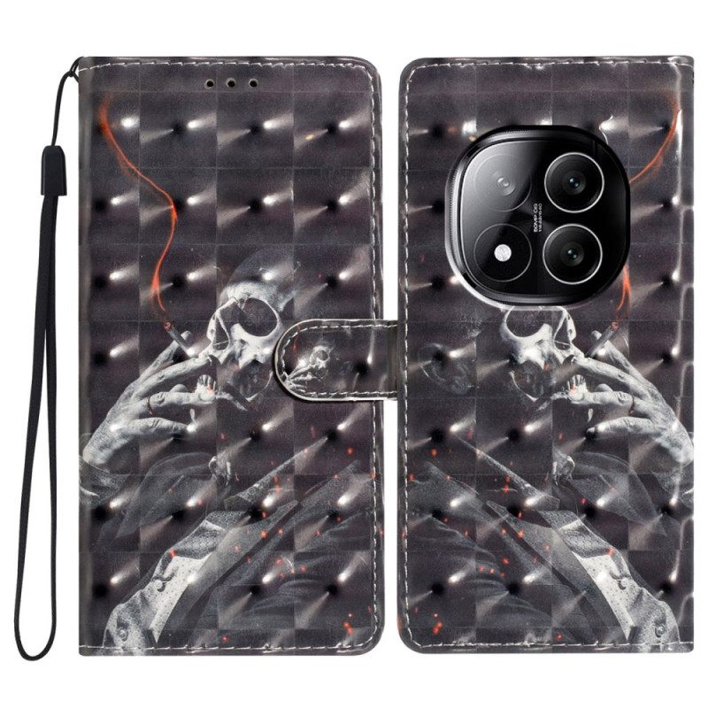 Nahkakotelo Xiaomi Redmi Note 14 Pro Plus 5g 3d-savuava Luuranko