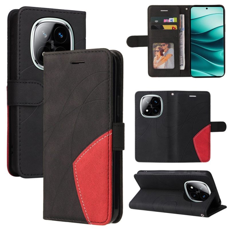 Nahkakotelo Xiaomi Redmi Note 14 Pro Plus 5g Kaksivärisiä Aaltoviivoja