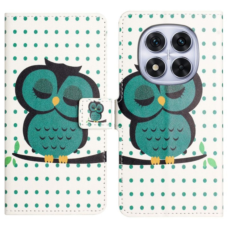 Nahkakotelo Xiaomi Redmi Note 14 Pro Plus 5g Nukkuva Pöllö