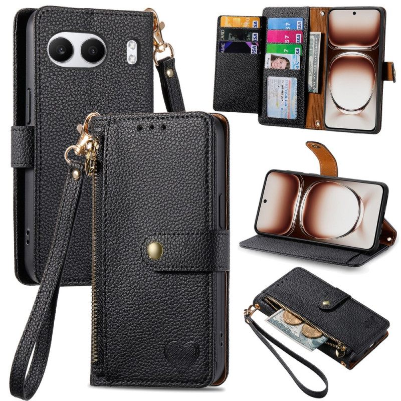 Kuoret Oneplus Nord 4 Sydänkuvioinen Rfid-estollinen Lompakko