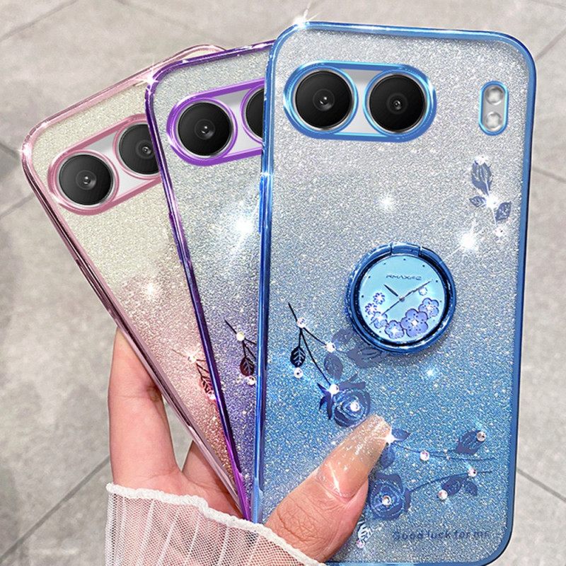 Kuori Oneplus Nord 4 Kadem Paljeteilla Ja Strassilla Koristeltu Sormusteline