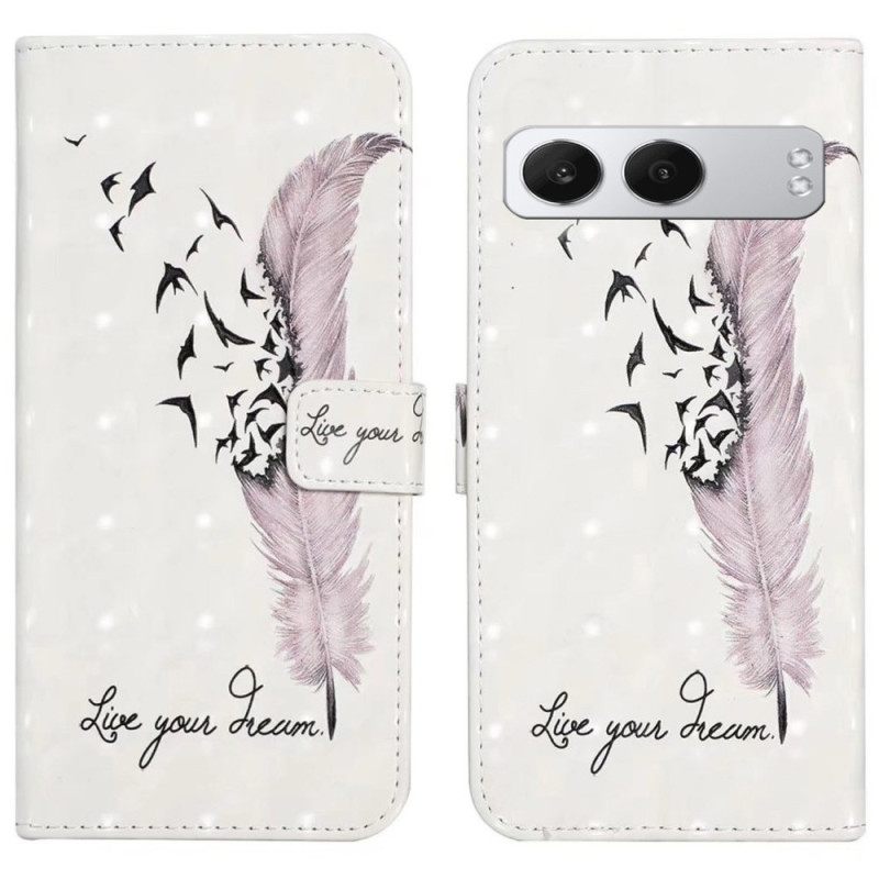 Nahkakotelo Oneplus Nord 4 3d-vaaleanpunainen Höyhen