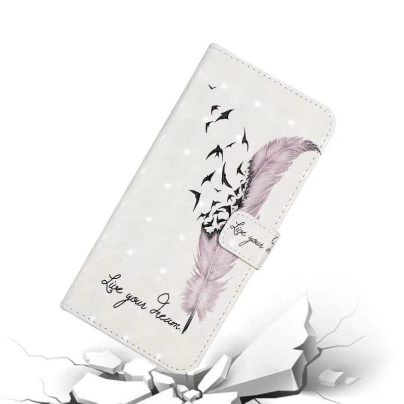 Nahkakotelo Oneplus Nord 4 3d-vaaleanpunainen Höyhen