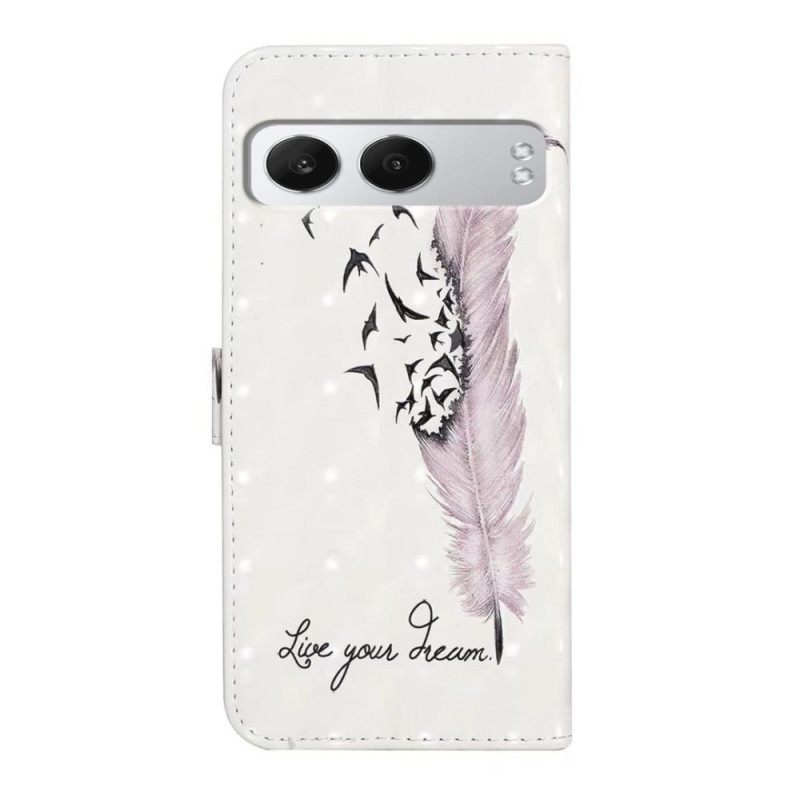 Nahkakotelo Oneplus Nord 4 3d-vaaleanpunainen Höyhen