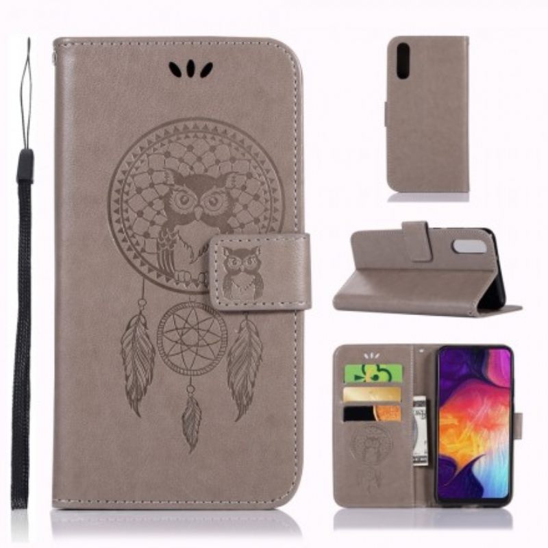 Kotelot Samsung Galaxy A70 Nahkaefekti Catcher Dreams Owl