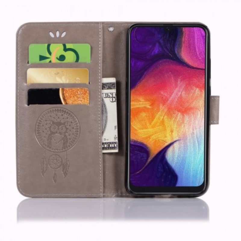 Kotelot Samsung Galaxy A70 Nahkaefekti Catcher Dreams Owl