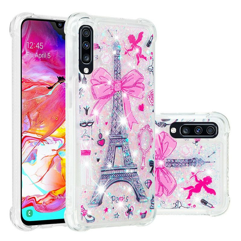 Kuori Samsung Galaxy A70 Eiffel-tornin Paljetteja