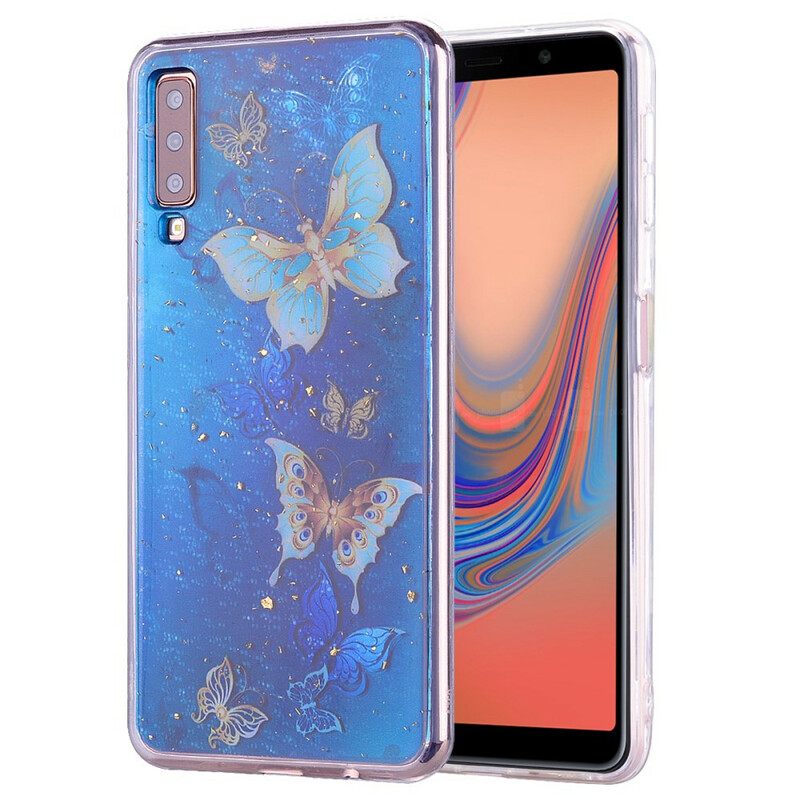 Kuori Samsung Galaxy A70 Perhosia Ja Paljetteja