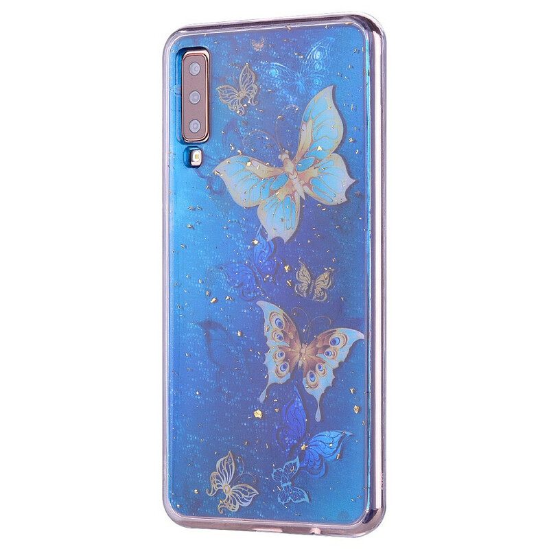 Kuori Samsung Galaxy A70 Perhosia Ja Paljetteja