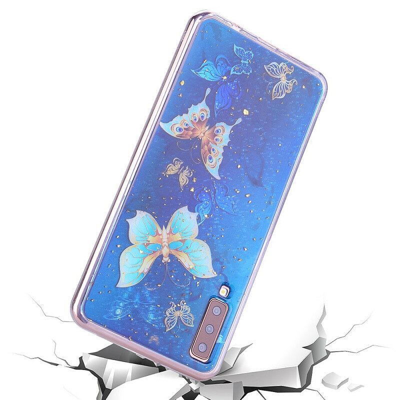Kuori Samsung Galaxy A70 Perhosia Ja Paljetteja