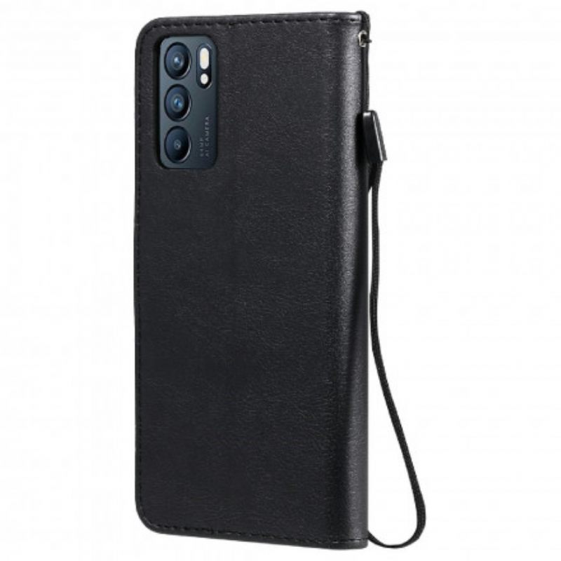 Flip Case Oppo Reno 6 5G Suojaketju Kuori Solid Color Series Strappy