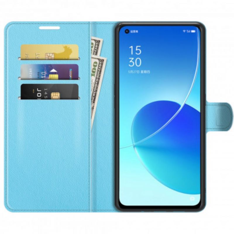Kotelot Oppo Reno 6 5G Classic Litchi Faux Leather