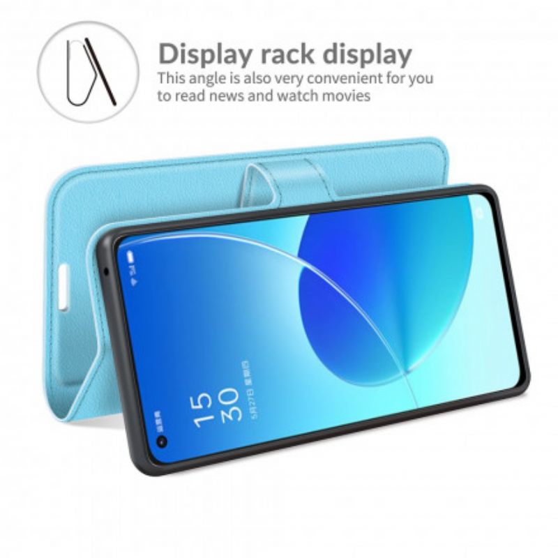 Kotelot Oppo Reno 6 5G Classic Litchi Faux Leather