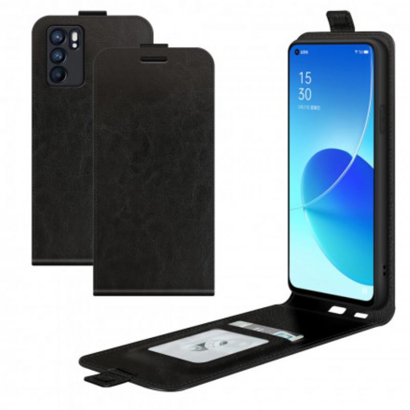 Kotelot Oppo Reno 6 5G Vertical Flap Leather Effect
