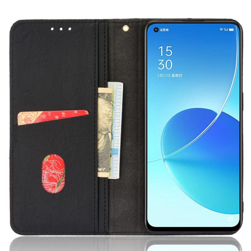 Puhelinkuoret Oppo Reno 6 5G Kotelot Flip Faux Leather Bicolor Oblique