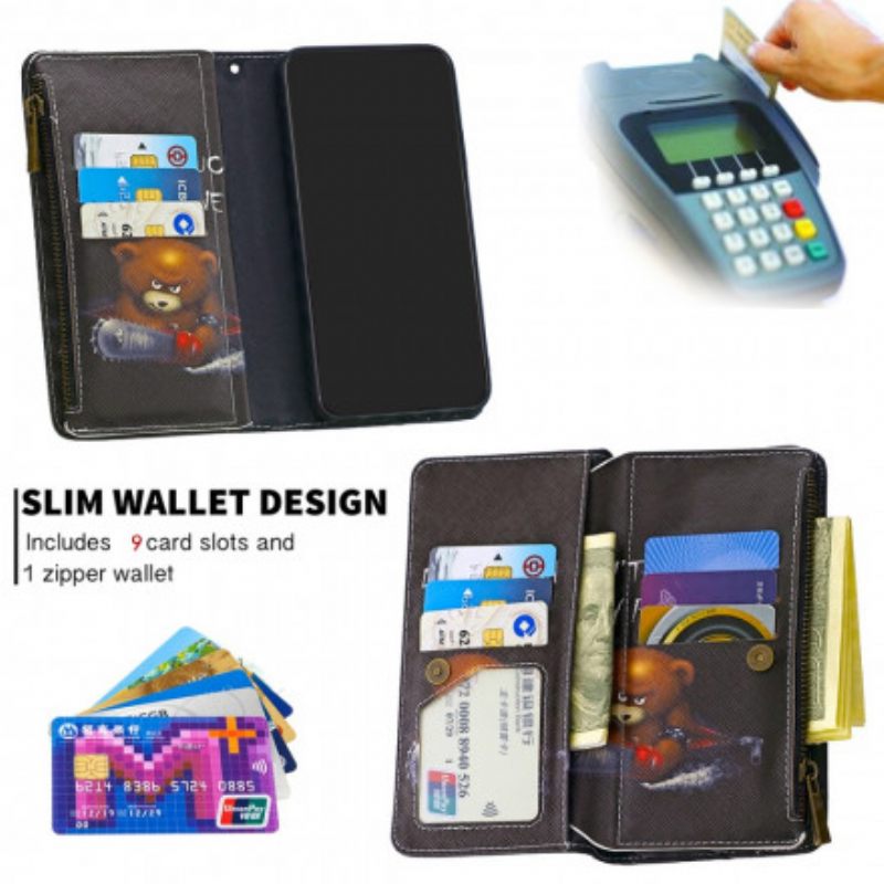Flip Case Xiaomi Redmi Note 8T Vetoketjullinen Pussikarhu