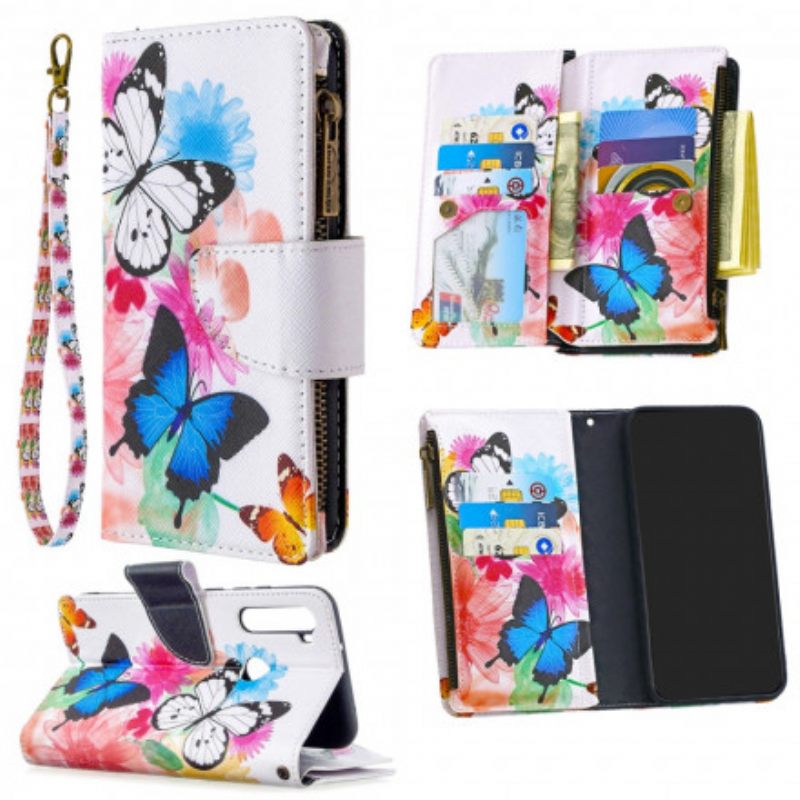 Kotelot Xiaomi Redmi Note 8T Butterflies Vetoketjullinen Tasku