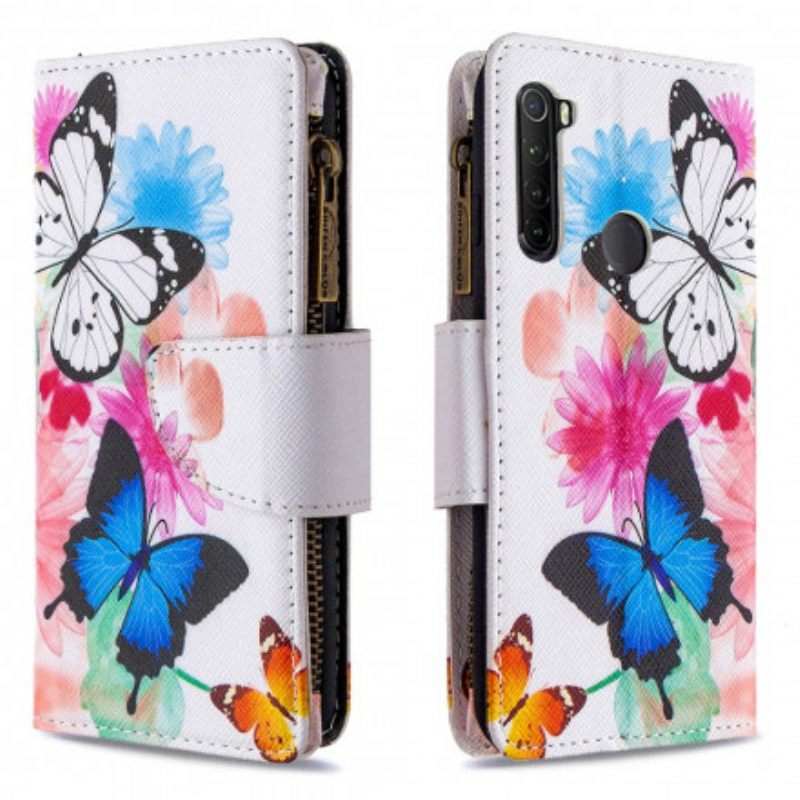 Kotelot Xiaomi Redmi Note 8T Butterflies Vetoketjullinen Tasku