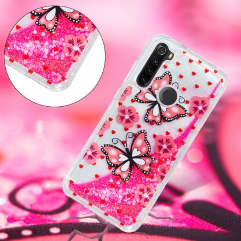 Kuori Xiaomi Redmi Note 8T Glitter Butterflies