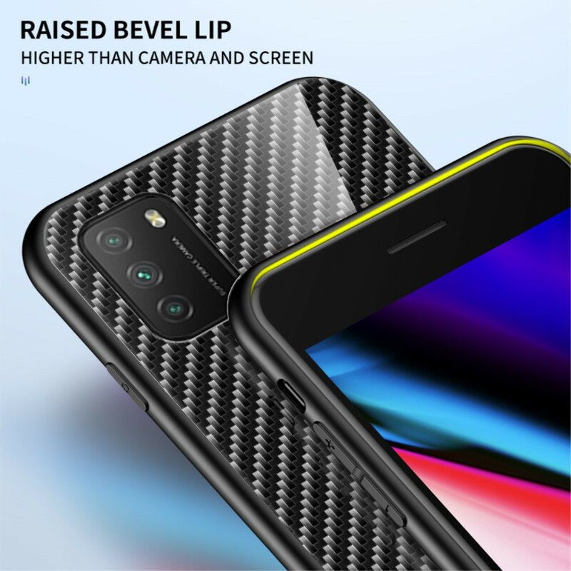 Kuori Poco M3 Carbon Fiber Karkaistu Lasi