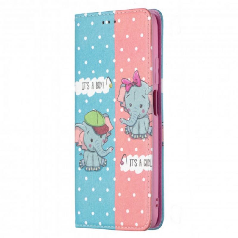 Puhelinkuoret Poco M3 Kotelot Flip Baby Elephants