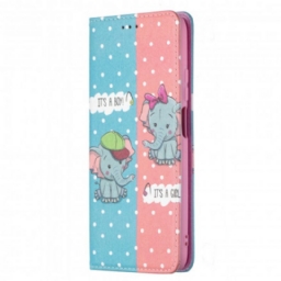 Puhelinkuoret Poco M3 Kotelot Flip Baby Elephants