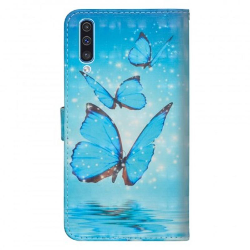 Kotelot Samsung Galaxy A50 Flying Blue Butterflies