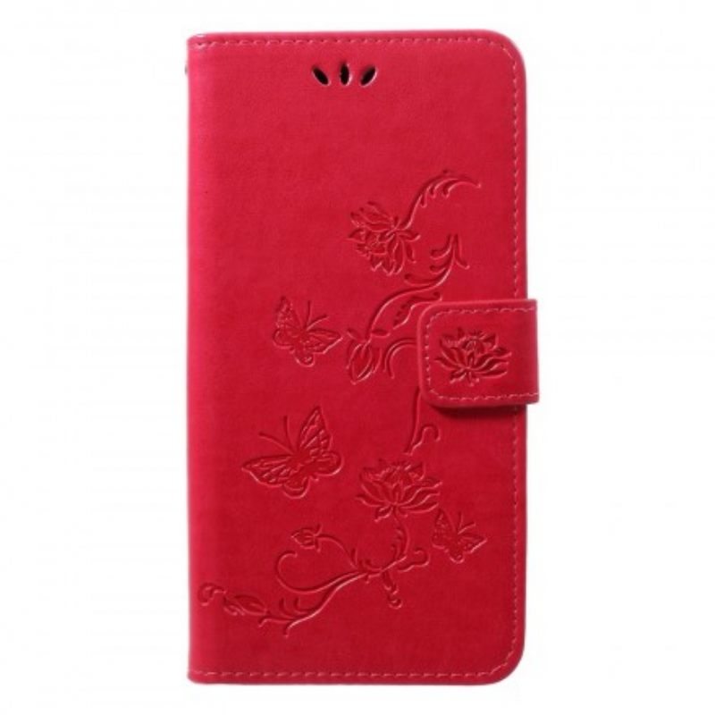 Kotelot Samsung Galaxy A50 Suojaketju Kuori Butterflies And Flowers Strap