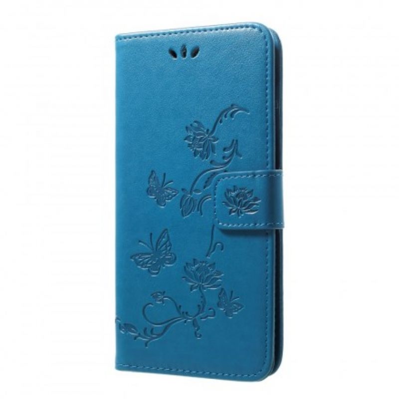 Kotelot Samsung Galaxy A50 Suojaketju Kuori Butterflies And Flowers Strap